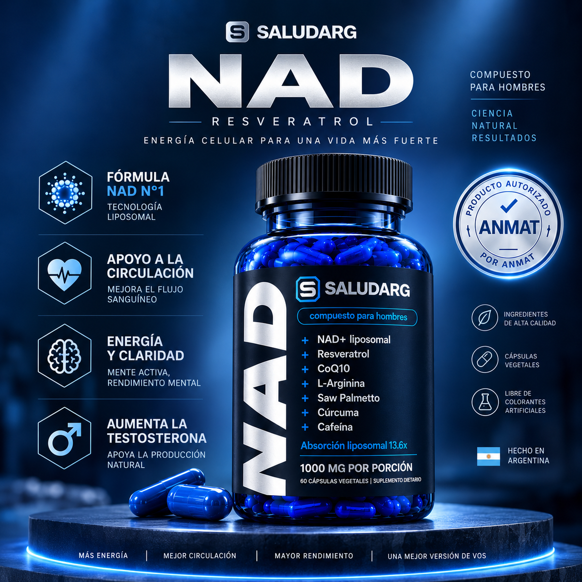NAD+ liposomal para hombres